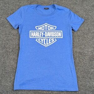 Harley-Davidson Lakeland Florida Blue Graphic T-Shirt Bar & Shield Wings Small